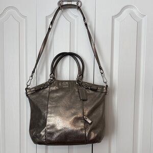 Coach pewter metallic shoulder bag.